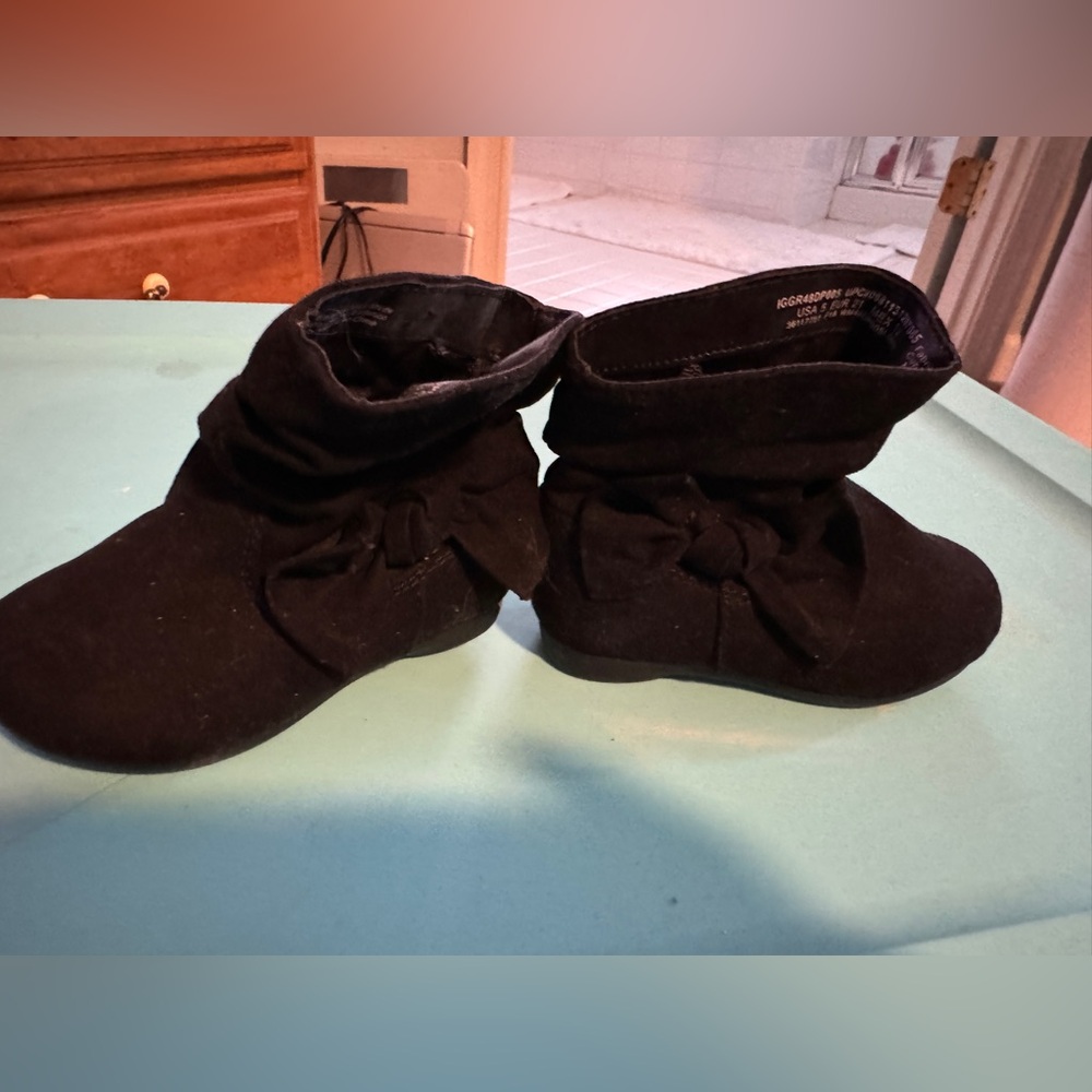 Black girls toddler boots with bow